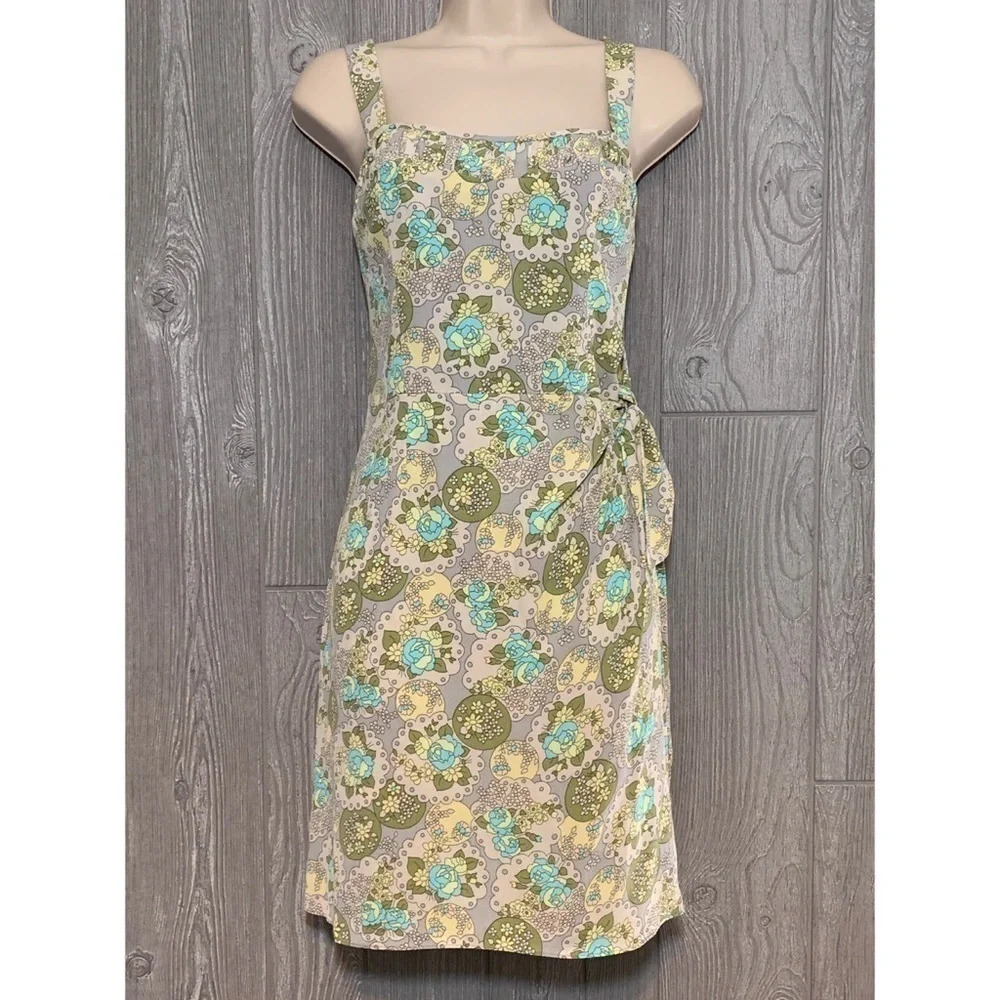 Nanette Lepore Turquoise & Olive Print Dress 4